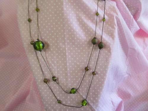 Pliana Necklace, Green Beads, Bronze, 140cm, 1pc