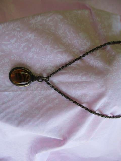 Pliana Necklace, Snake Chain With Topaz Coloured Pendant, Bronze, 50cm + 8cm Ext, 1pc