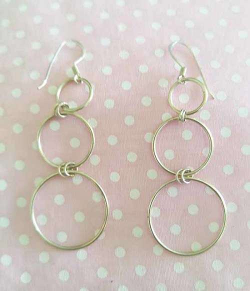 Pliana Earings, Silver Dangle Earrings, Stamped 925, 60mm, 2pc