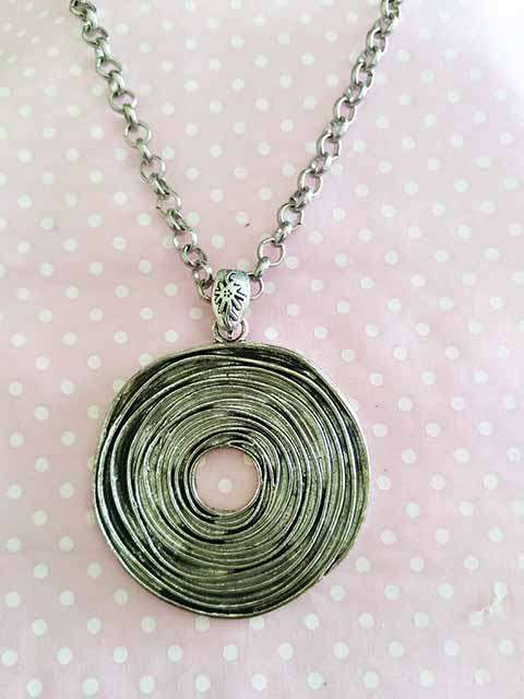 Pliana Necklace, Round Pendant On Rolo Chain, Lobster Clasp, Nickel, 42cm With 6cm Ext, 1pc