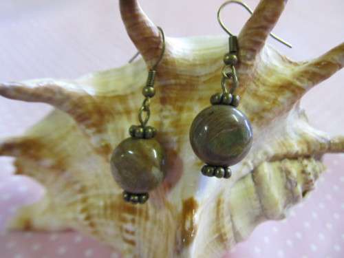 Simone Earrings, Bronze With Brown, Bronze, 40mm Long, 2pc