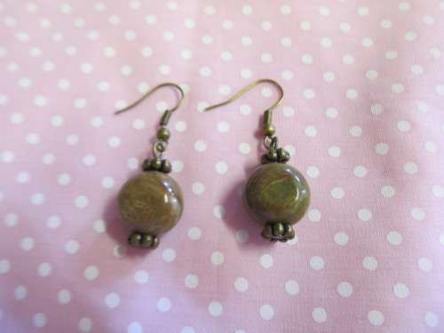Simone Earrings, Bronze With Brown, Bronze, 40mm Long, 2pc