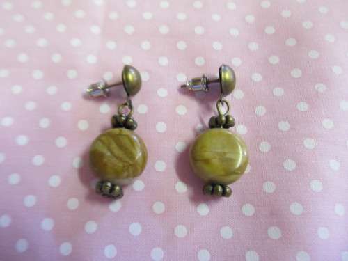 Simone Earrings, Bronze With Brown, Bronze, 32mm Long, 2pc