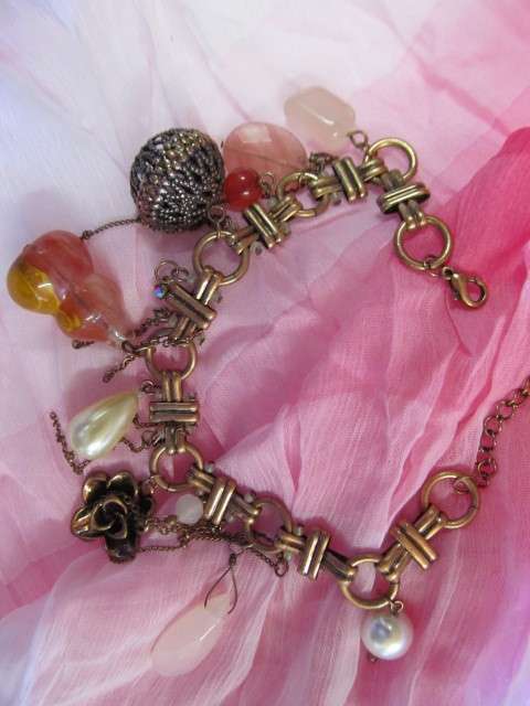 Simone Bracelet, Pink Semi-Precious Beads, Copper, Lobster Clasp, 19cm With 4cm Extender, 1pc