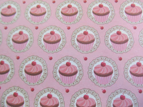 Scapbook Printed Paper, Printed 20cm x 20cm, Cupcake Design, Shades Of Pink, 1pc