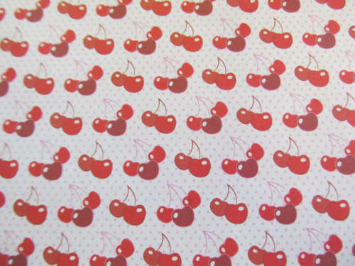 Scapbook Printed Paper, Printed 20cm x 20cm, Cherry Design, White And Red, 1pc