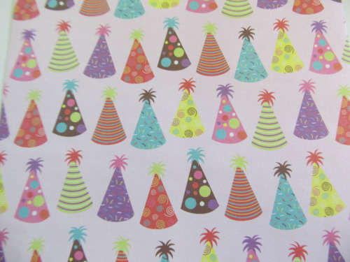 Scapbook Printed Paper, Printed 20cm x 20cm, Party Hat Design, Multi Coloured, 1pc