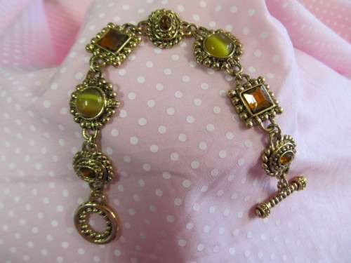 Riza Bracelet, Shades Of Winter, Gold Colour, Toggle Clasp, 20cm, 1pc