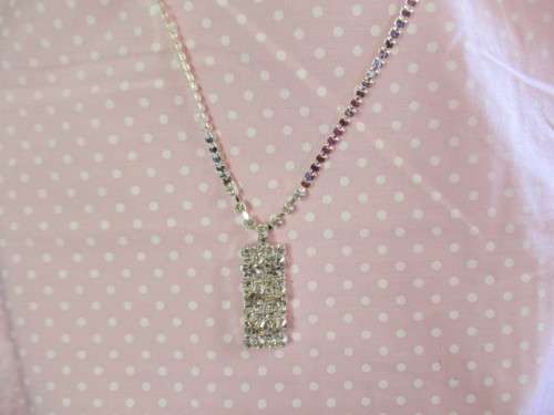 Riza Necklace, Clear Rhinestones, Nickel, 50cm