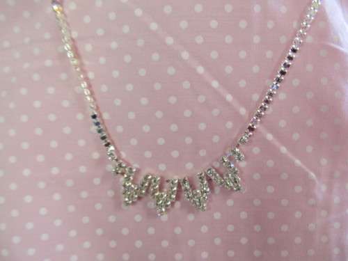 Riza Necklace, Clear Rhinestones, Nickel, 51cm