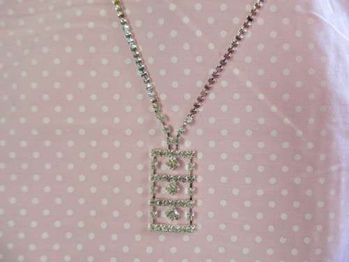 Riza Necklace, Clear Rhinestones, Nickel, 46cm