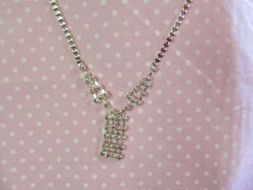 Riza Necklace, Clear Rhinestones, Nickel, 51cm