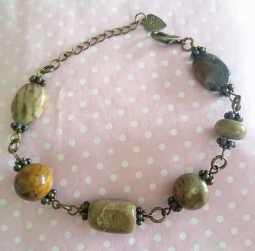 Simone Bracelet, Shades Of Brown Semi-Precious Beads, Bronze Findings And Lobster Clasp, 20cm + 5cm