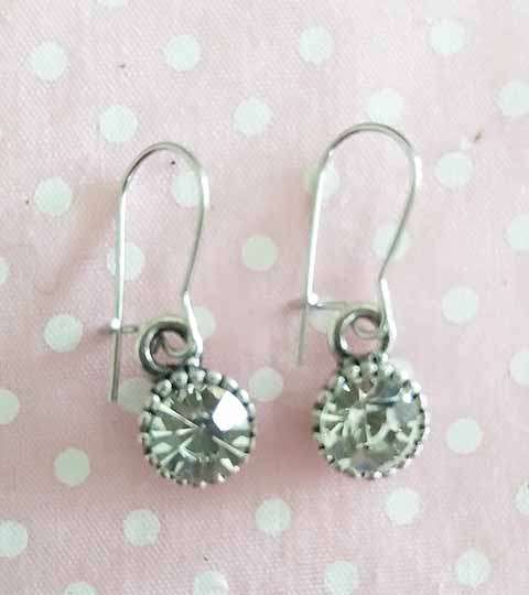 Riza Earrings, Clear Rhinestone, Nickel, 25mm, 2pc