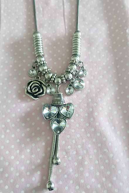 Riza Necklace, Pendant With Clear Rhinestones And Nickel Findings, Lobster Clasp, 45cm With 6cm Ext