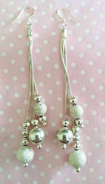 Burtell Earrings, Dangle Earrings, Silver (Alloy?), Stamped 925, 98mm, 2pc