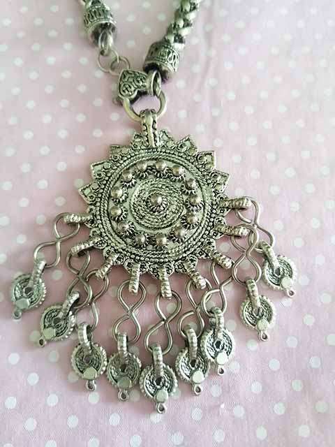 Burtell Necklace, Nickel Snake Chain With Nickel Pendant, Lobster Clasp, 48cm, 1pc