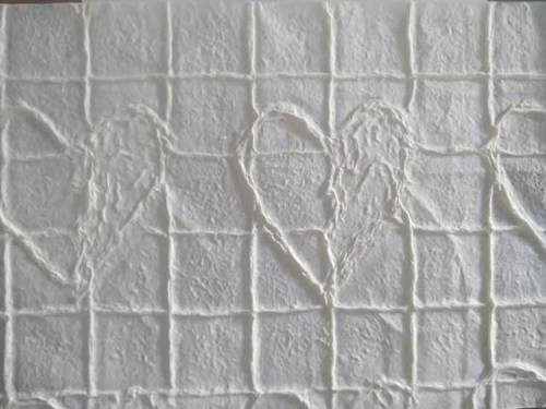 Scapbook Paper, Handmade, Beige With Heart Design, 30 x 21cm, 1pc