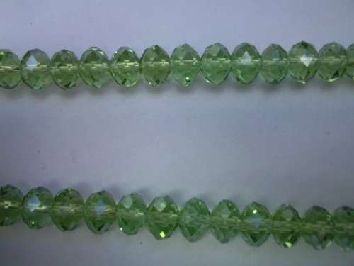 Glass Crystal Beads, Chinese Crystal Rondelle, Green, 7mm x 10mm, ±35pc