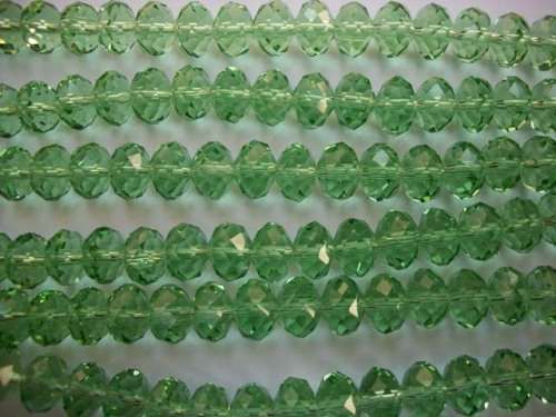 Glass Crystal Beads, Chinese Crystal Rondelle, Green, 8mm x 12mm, ±25pc