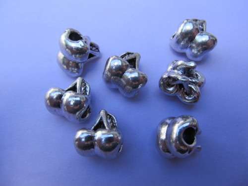 Other beads, Pandora Spacer, Cherries, Metal Nickel Colour, 13mm, 2pc