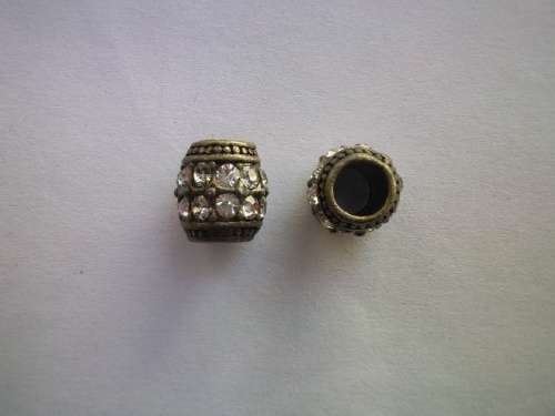 Rondals, Bronze With Clear Rhinestones, 12mm, 1pc