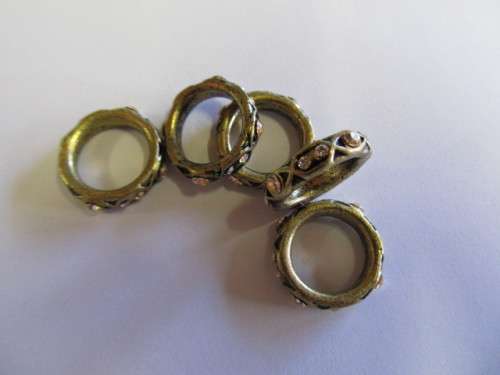 Rondals, Bronze With Peach Rhinestones, 5mm x 19mm, 2pc