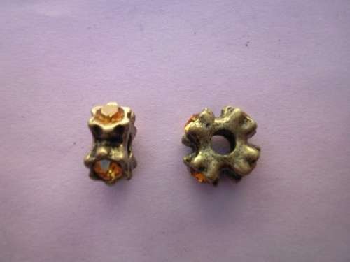 Rondals, Bronze With Topaz Rhinestones, 6mm x 13mm, 2pc