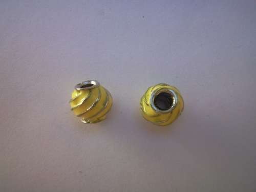 Rondals, Nickel With Yellow Enamel, 10mm x 11mm, 2pc