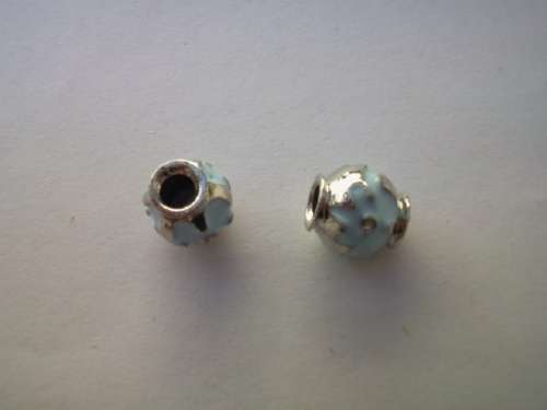 Rondals, Nickel With Light Blue Enamel, 10mm x 9mm, 2pc