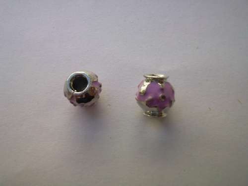 Rondals, Nickel With Purple Enamel, 10mm x 9mm, 2pc