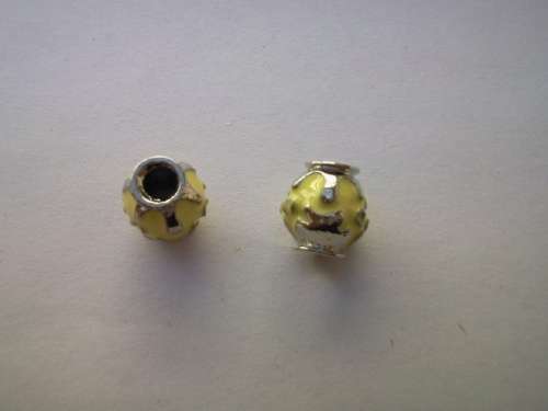 Rondals, Nickel With Yellow Enamel, 10mm x 9mm, 2pc