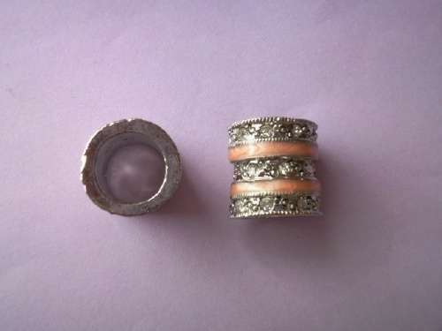Rondals, Nickel With Orange Enamel And Clear Rhinestones, 14mm, 1pc