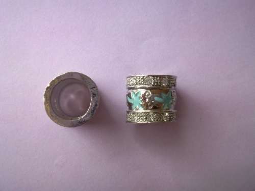 Rondals, Nickel With Light Blue Enamel And Clear Rhinestones, 14mm, 1pc
