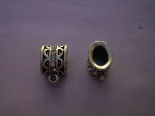 Findings, Spacer With Loop, Clear Rhinestones, Nickel Antiqued, 12mm x 18mm, 1pc