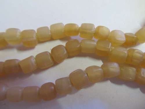 Glass Beads, Indian Beads, Cubes, Matte Orange, 6mm, Shapes And Sizes May Vary, ±20pc