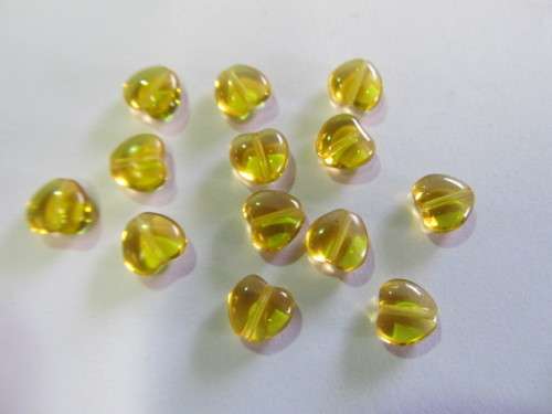 Glass Beads, Czech Beads, Heart, Yellow, 8mm, 10pc