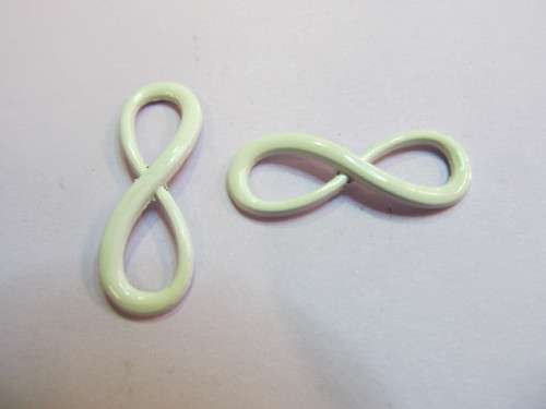 Bracelet Slider, Infinity Sign, White Enamel, 30mm x 10mm, 1pc