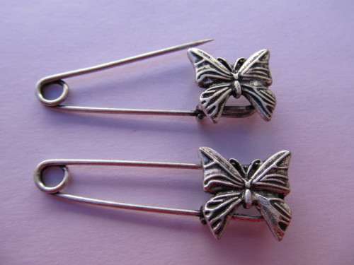 Brooch Pin, Butterfly, Nickel Antiqued, 53mm, 1pc