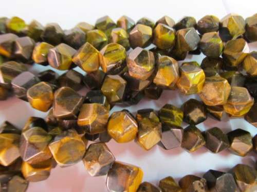 Semi-Precious Beads, Tiger Eye, Uneven, 13mm, ±34pc