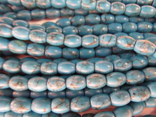 Semi-Precious Beads, Howlite, Oval, Turquoise, 8mm x 6mm, ±50pc