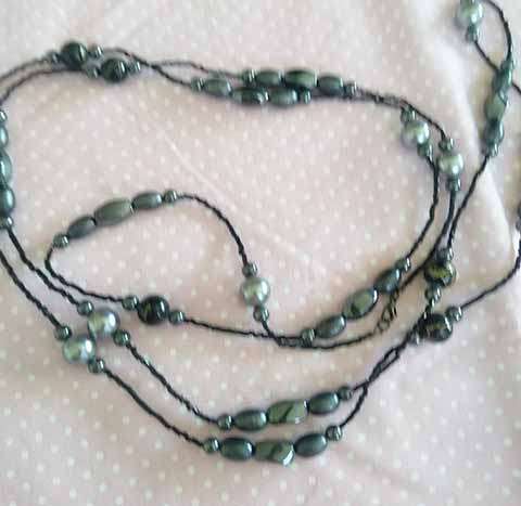 Mistique Necklace,  Selection Of Black Beads On Gut, 160cm