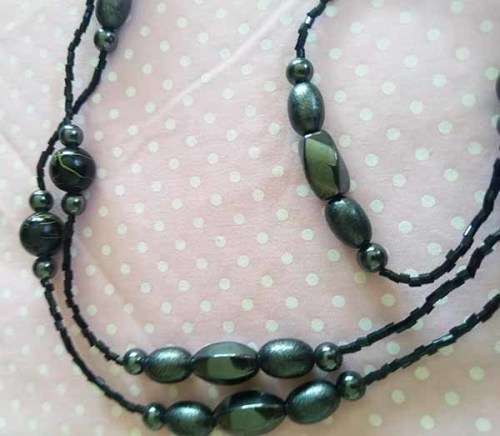 Mistique Necklace,  Selection Of Black Beads On Gut, 160cm