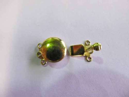 Clasp Gold, Box Clasp, Metal, 3 String, 18mm, 2 Sets