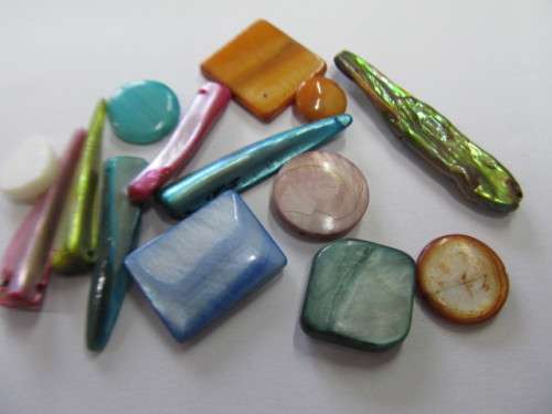 Shell Beads, Mixed Shapes, Colours And Sizes, ±14pc