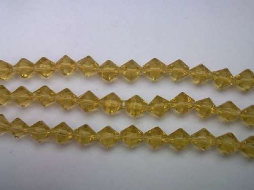 Glass Beads, Bicone, Topaz, 6mm, ±54pc