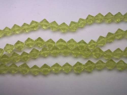 Glass Beads, Bicone, Light Green, 8mm, ±42pc