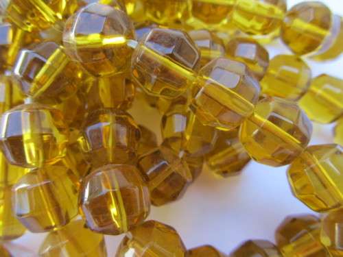 Glass Beads, Facetted, Round, Brown, 12mm, ±30pc