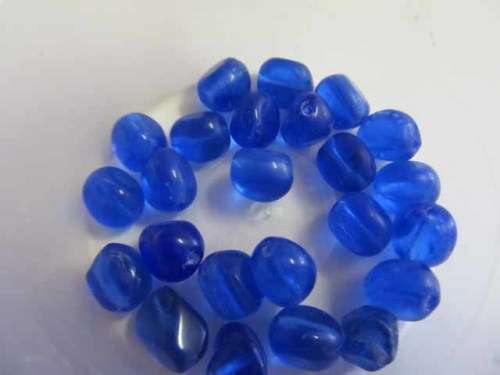 Glass Beads, Indian Beads, Pinched Round, Royal Blue, 9mm, Size and Shape May Vary Slightly, ±14pc
