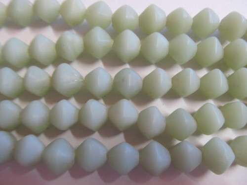 Glass Beads, Indian Beads, Uneven Bicone, Matte Green, 13mm, Size and Shape May Vary, ±20pc